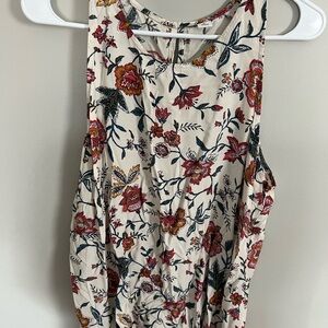 Old Navy Floral Sleeveless Blouse - Cream and Red